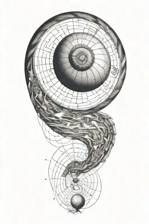 Sisyphus Myth And Fibonacci Spiral Combined Together