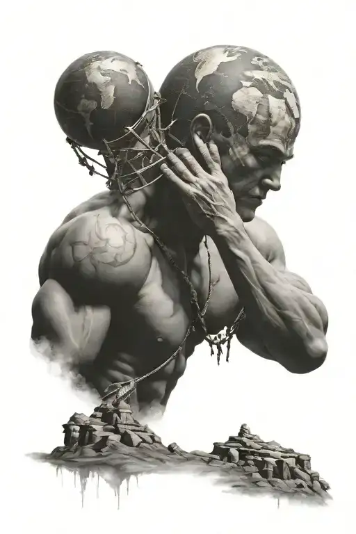 Atlas Holding The Earth Above His Head