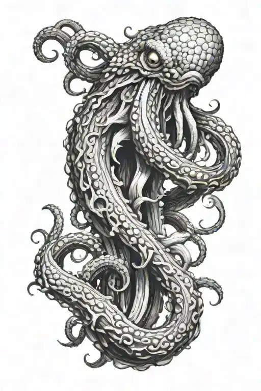 An Angry Kraken With Its Tentacles Wrapped Tightly Around An Arm
