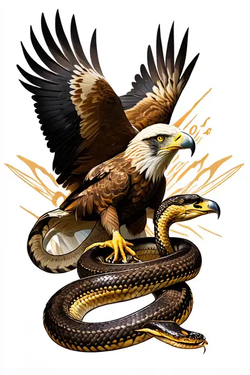 Golden Eagle And Rattle Snake Wrapped