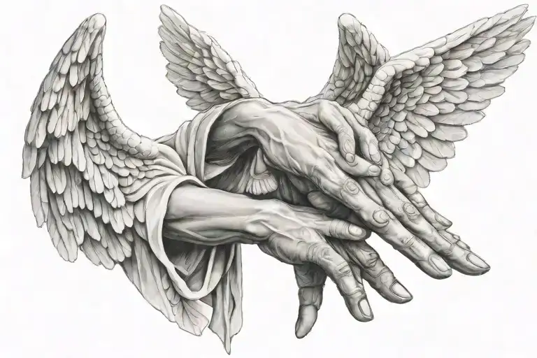 Angel Praying Hands Surrounded