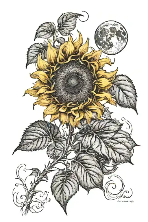 Sunflower In Full Moon