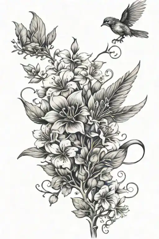 Phoenix And Geranium Flowers Growing