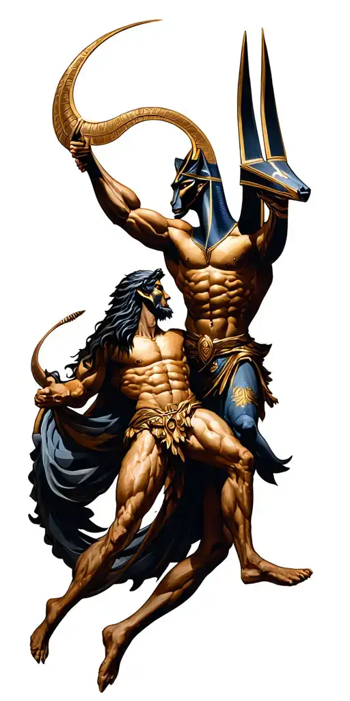 Anubis And Zeus Fighting Each Other