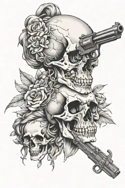 Skull Women And Gun