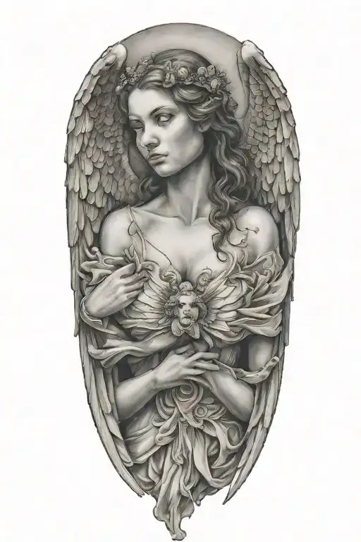 Woman Angel Half Bust