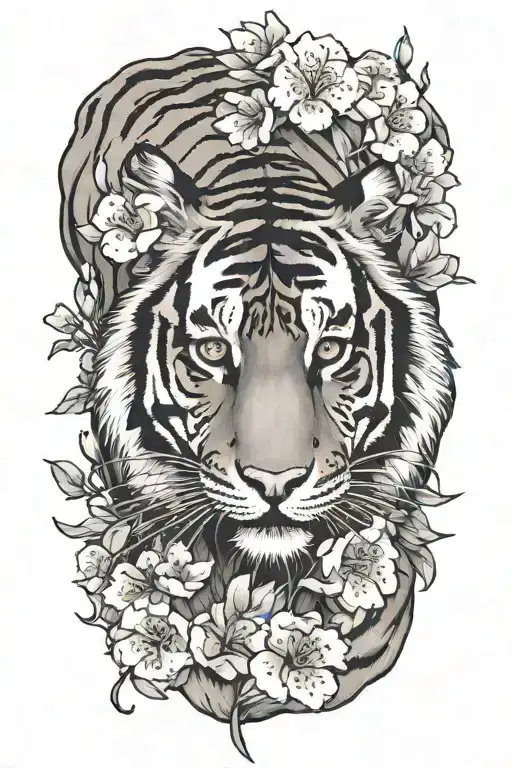 Tiger And Cherry Blossoms