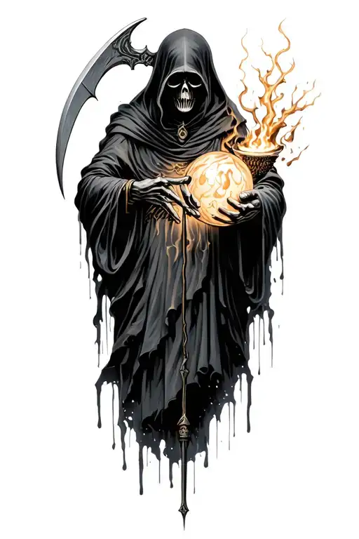 Grim Reaper With Scythe Holding The Orb Of Souls