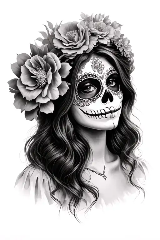 Mexican Day Of The Dead Style Girl With Mask