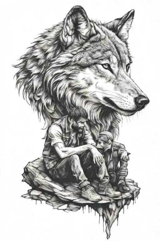 Of Wolf And Man Sitting