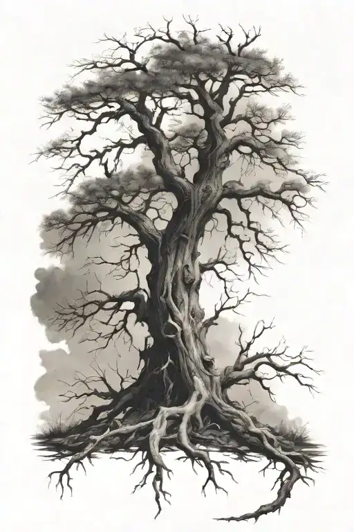 Large Dead Tree With Slight Curve By Stephen Gammell