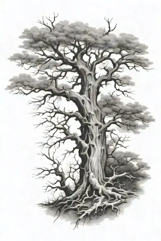 Large Dead Tree With Slight Curve By Stephen Gammell