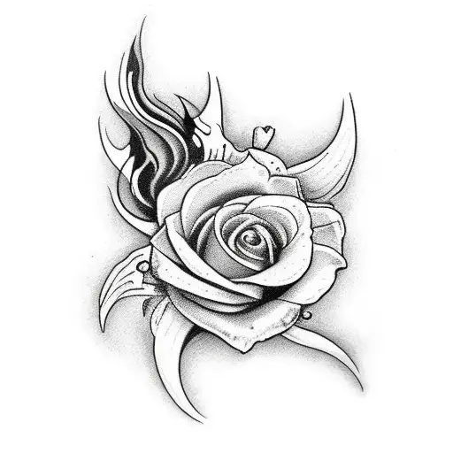 Stiletto Dagger With Inferno Flower Behind It