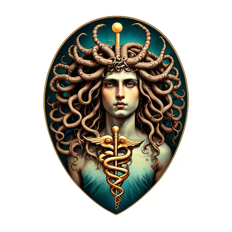 Caduceus And Medusa