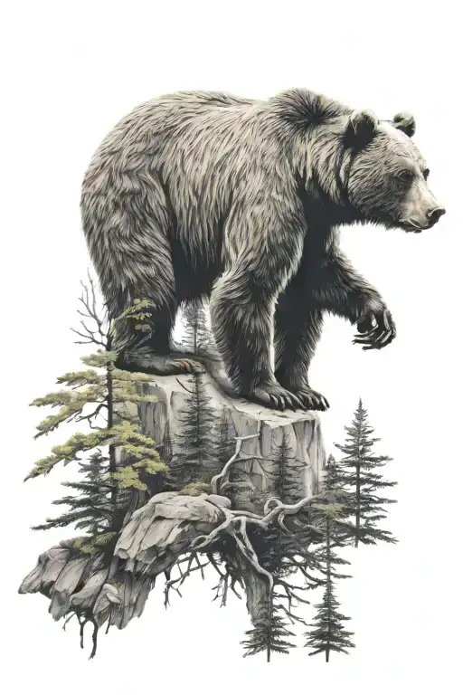 Bear In The Forrest Tattoo Of Bear