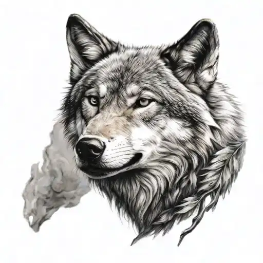 Wolf Protects In Realism Style