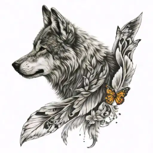 Wolf And Butterfly Wing