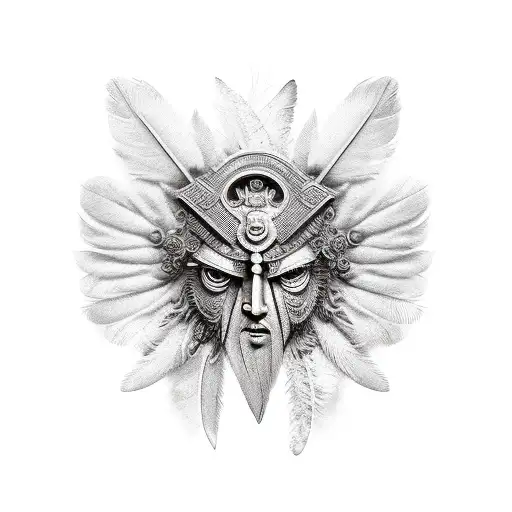 Greec Warrior Fall With Feathers