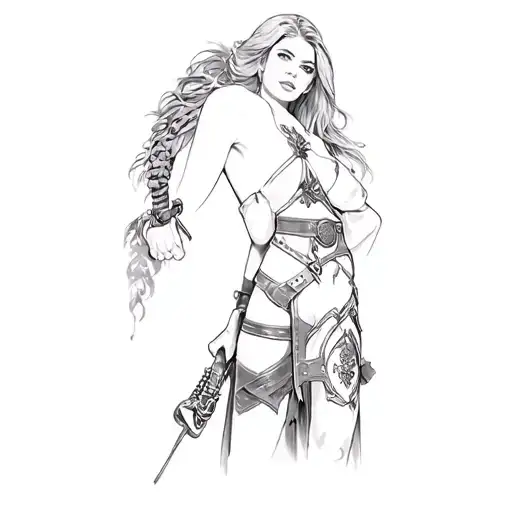 Ladie Warrior Wielding