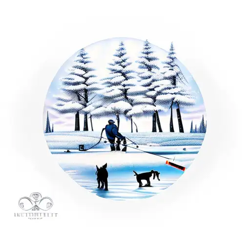 Silhouette Ice Fishing