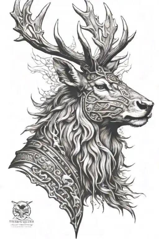 Powerfull Warrior Stag Head Profil