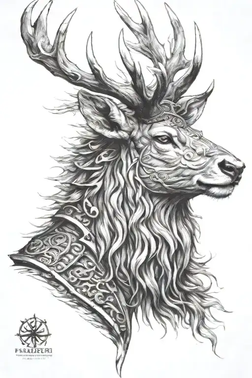 Powerfull Warrior Stag Head Profil