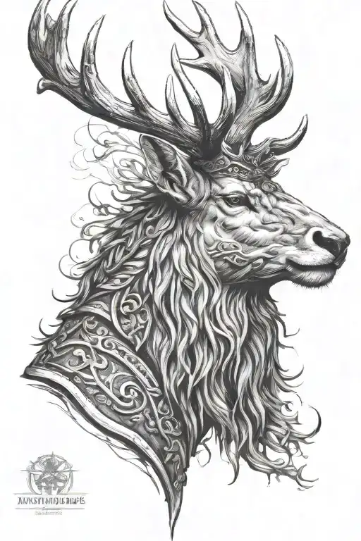 Powerfull Warrior Stag Head Profil