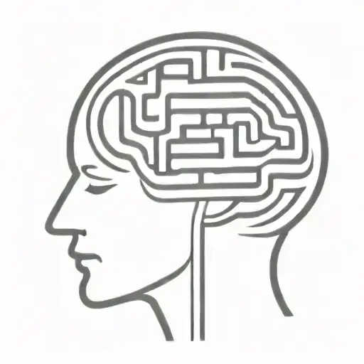 A Simple Minimalist Line Drawing Of A Brain As An Elaborate Maze With Offshoots