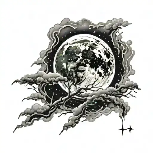 Sky With Moon And Stars