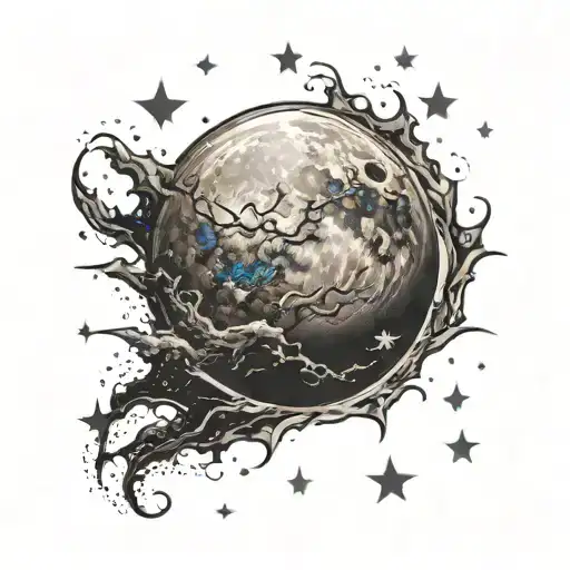 Sky With Moon And Stars