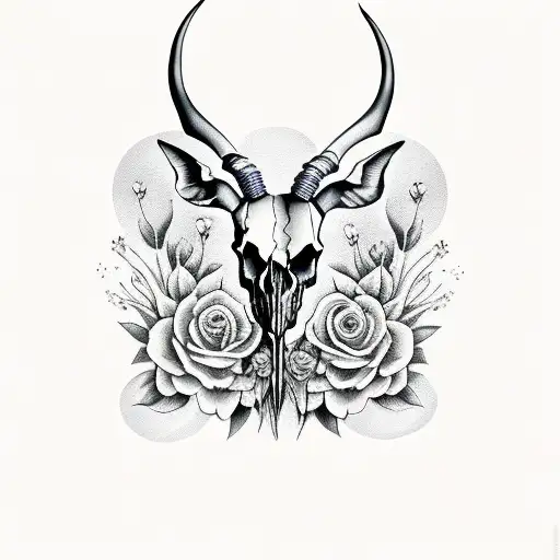 Kudu Skull With Flowers