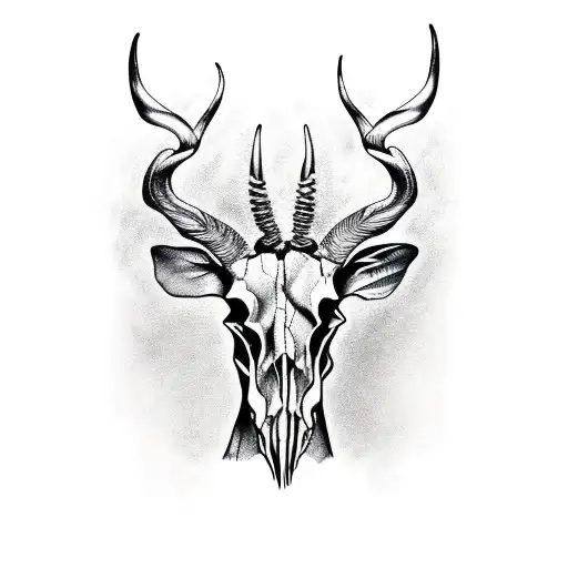 Large Kudu Skull Side On With Flowers