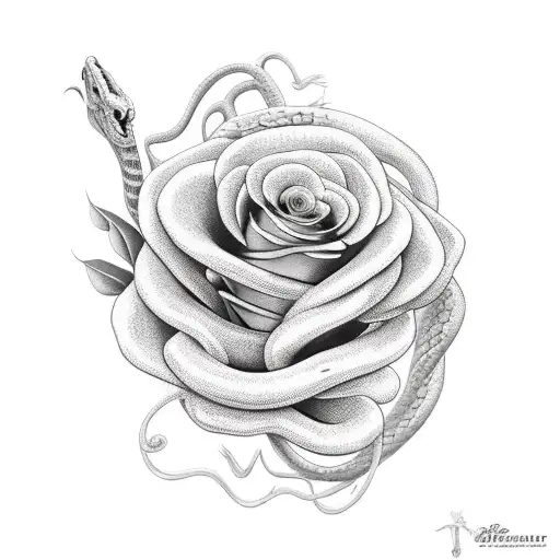 A Snake Wrapped Around A Bouquet Of Flowers