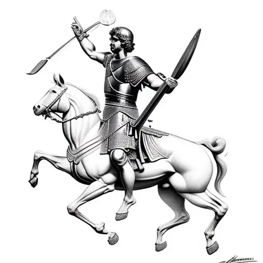 Alexander The Great In Battle On A 2 Legged Horse