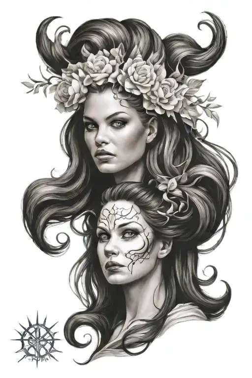 Women Whis Fire In Hair