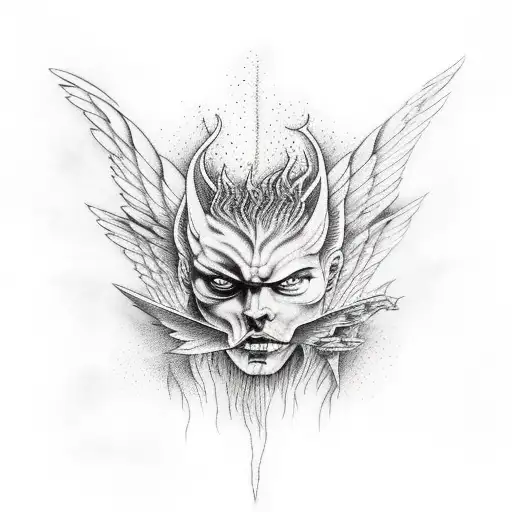 Forest Fire With Demons And Angels Fighting