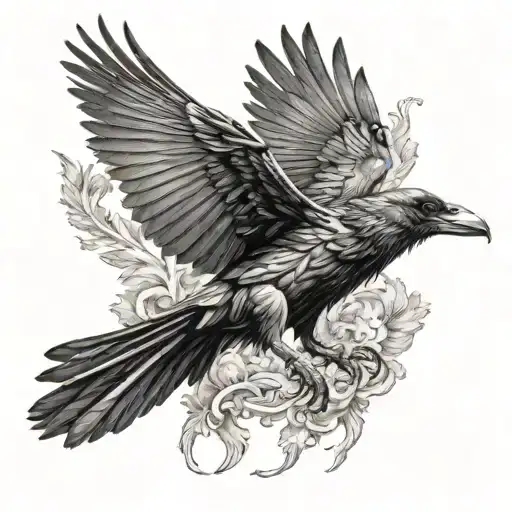 Raven Diving Closed Wings