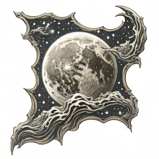 Moon Surrounded By Stars