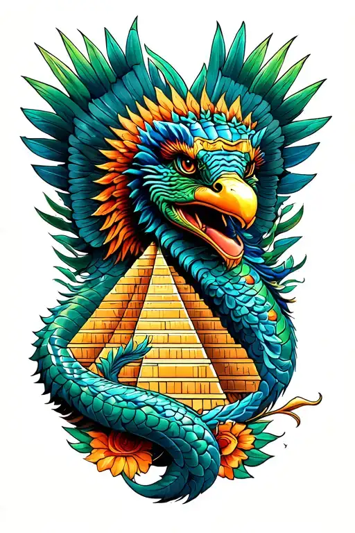 Quetzalcoatl With Pyramid Emerging