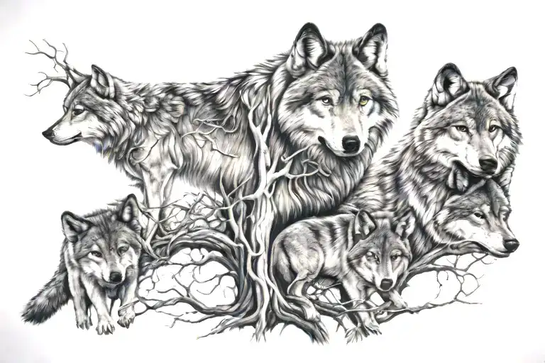 Wolf Family Tree Intertwined