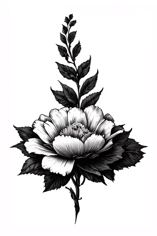 A Flower Going Into The Word Beautiful Blackwork