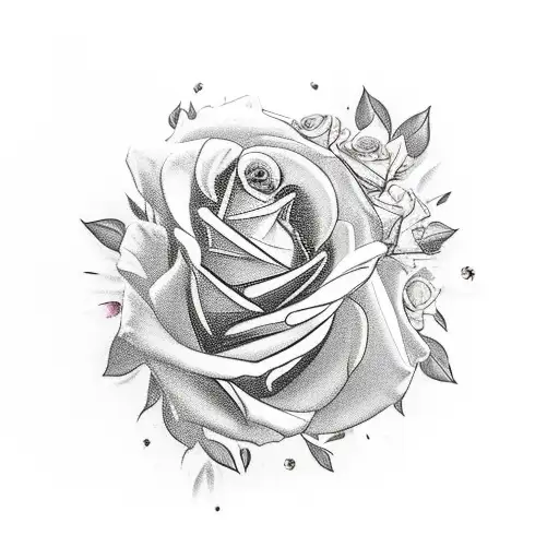 Bundle Of Roses Surrounding A Hand With Thorned Vibes And Butterflies And A Sunset