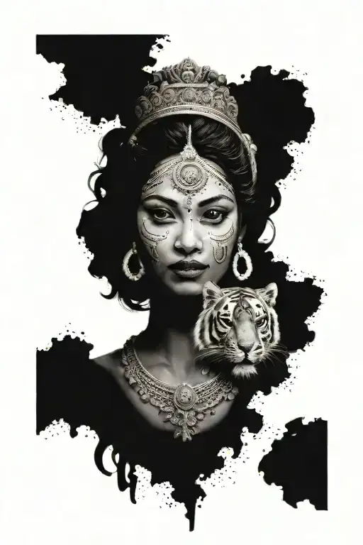 Durga With Tiger