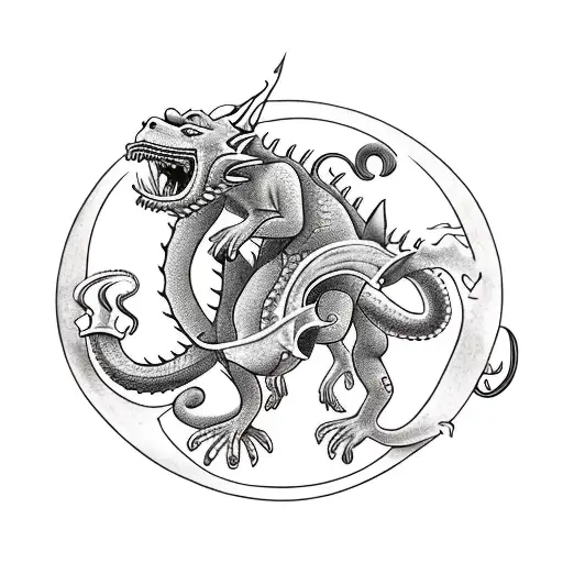 Monkey Riding A Dragon With A Gun