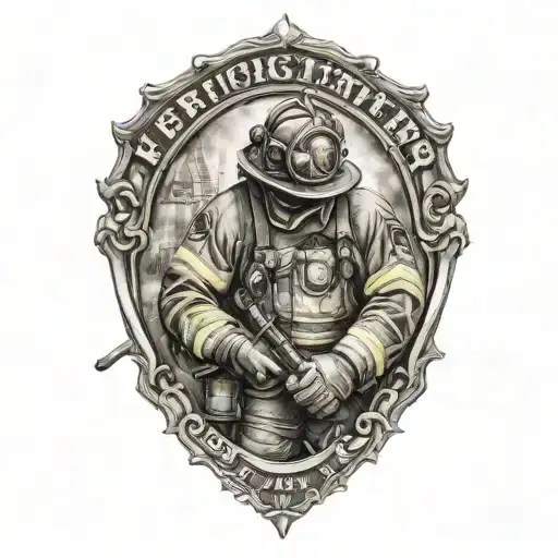 Firefighter In Bland And White Realistic And Complex