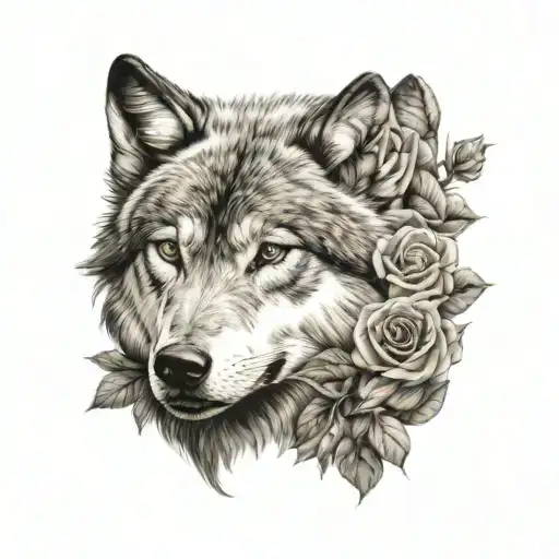 Wolf Blended By Roses