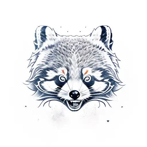 Ninja Red Panda Fighting Stance With Sword