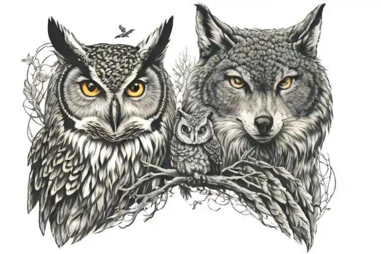 Owl And A Wolf