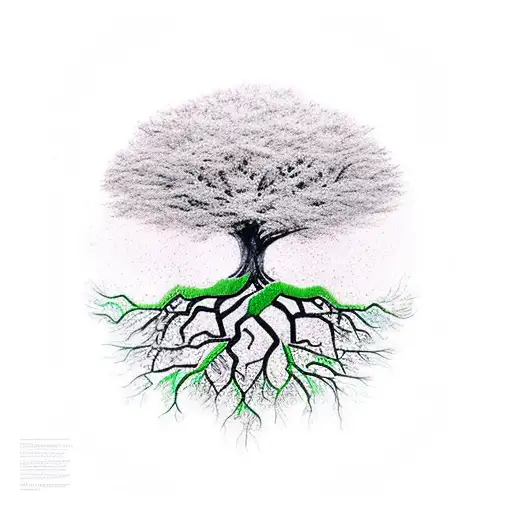 A Tree Of Knowledge With Roots Forming Philosophical Symbols