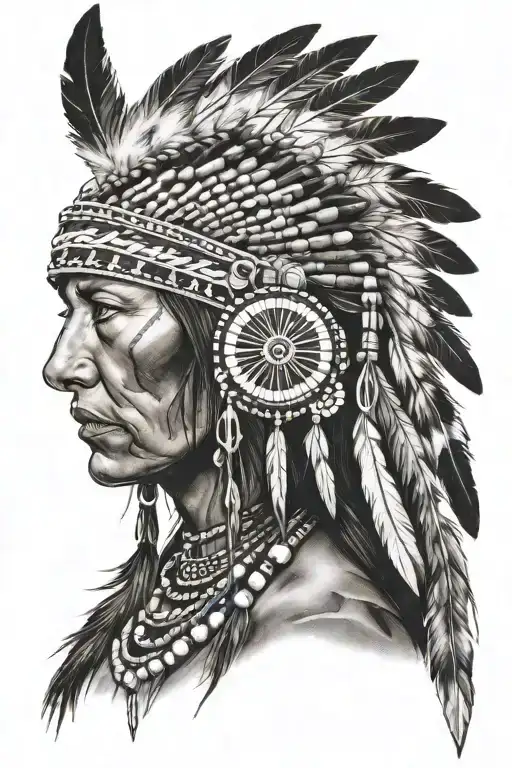 Native American Female With Beaded Headdress